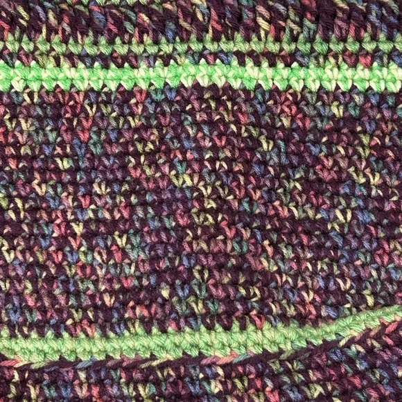 Beautiful Hand Crochet Hand Bag Purple and Green Medium Size - Picture 2 of 4